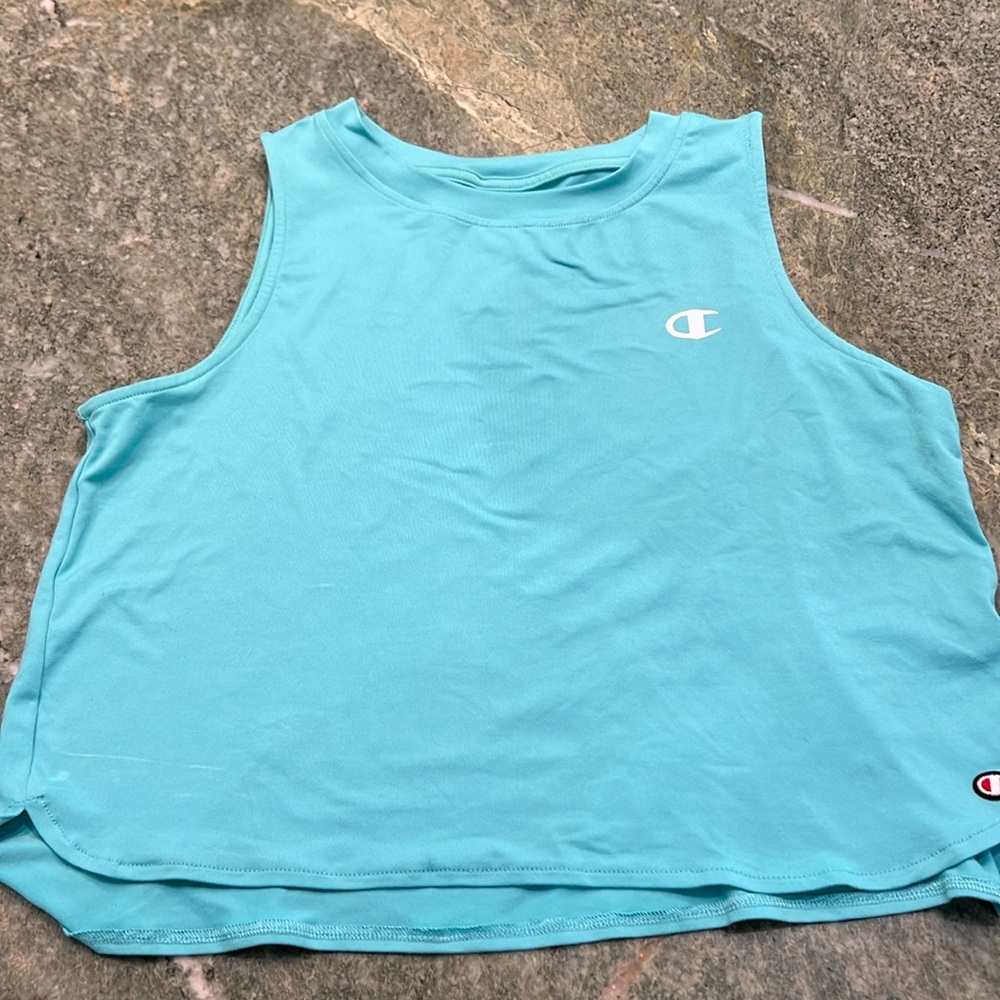 Champion workout running loose top tank blue small